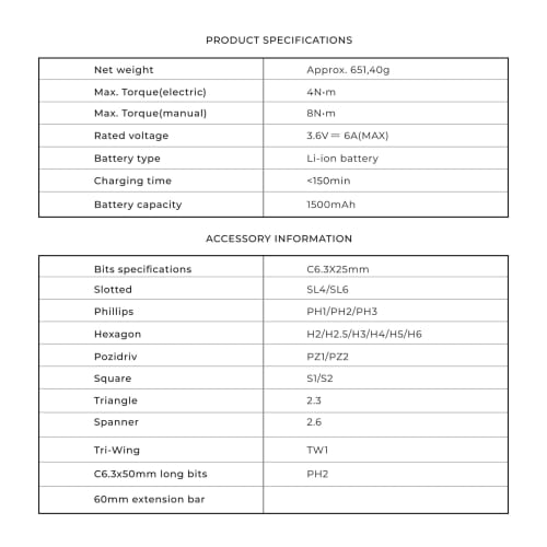 HOTO 3.6V Classic Electric Screwdriver Kit, Max Torque 4NEM, 12 High-Hardness S2 Alloy Steel Bits, 3-Level Torque Adjustment, Ring-Shaped LED Light, 1