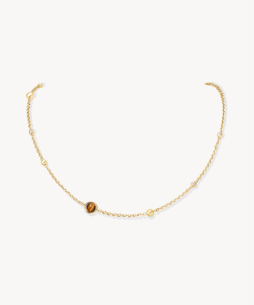 Lola Rose Heliocentric Tiger Eye Freshwater Pearl Chain Necklace