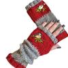 Embroidered Bird Half Finger Gloves Soft Y2k Winter Mittens Cool Knitted Fingerless Gloves  Lady