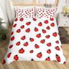 Cute Ladybug Duvet Cover Twin Queen Cartoon Animal Ladybird Insect Bedding Set Kawaii Wildlife Love Heart Print Comforter Cover
