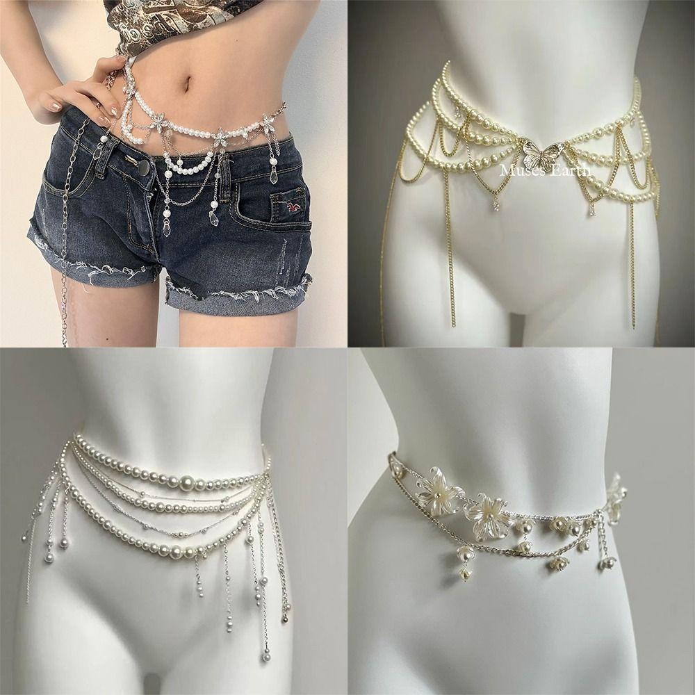 Elegant Pearl Waist Chains Versatile Hip Chain Fashion Body Jewelry Women