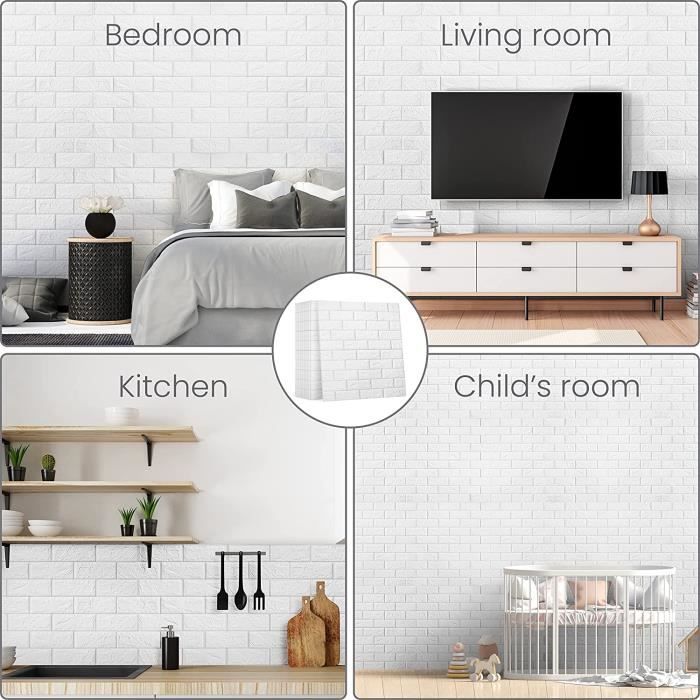 Papier Peint 3D - Non spécifié - Lot de 10 - Auto-adhésif - Imperméable - Facile à nettoyer