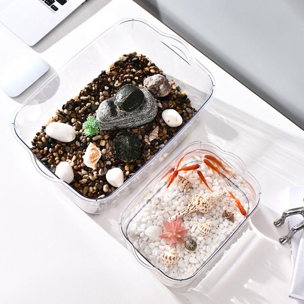 Fall Prevention Desktop Goldfish Bowl PET Tabletop Fish Tank Mobile Small Fish Tank Office