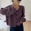 Осень и зима новый ретро свободный ленивый ветер вязаный кардиган топ женский однотонный темпераментный универсальный свитер куртка