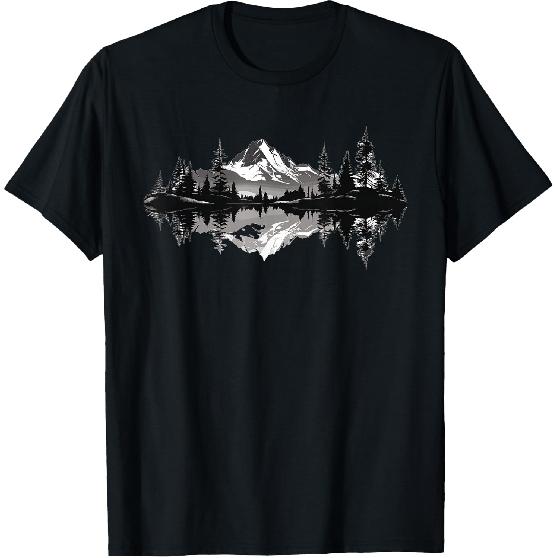 Mountain Landscape Reflection Forest Trees Outdoor Wildlife T-Shirt
