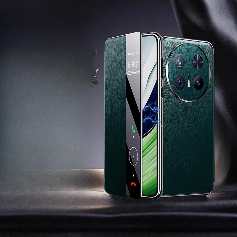 Чехол-подставка для телефона Huawei Mate70pro Всесторонний чехол-книжка HUAWEI Smart Window M70 Мужской кожаный чехол