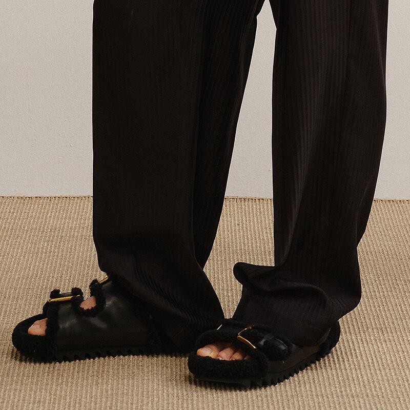 LESS 2025 Autumn Silk Blend Straight Loose Long Pants