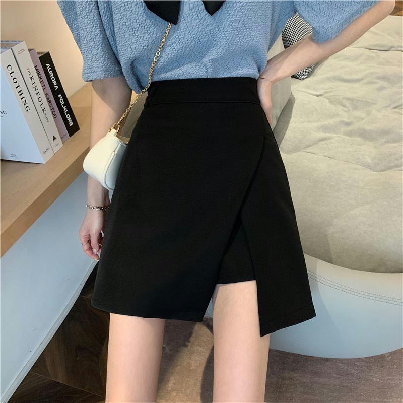 2024 Summer Women's Plus Size High-Waisted A-Line Skirt with Versatile Hip Coverage and Side Slit