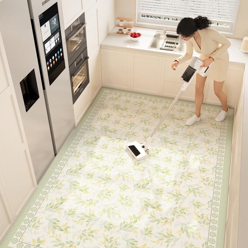 Современный простой кухонный коврик для пола ПВХ кожа водонепроницаемый маслостойкий ковер большой цветочный противообрастающий коврик для балкона Tapete De Cozinha