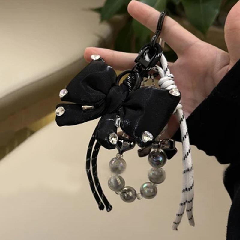 Yogodlns Bow Beaded Bag Hanging Fashion Design Braided Rope Woven Handbag Backpack Pendant