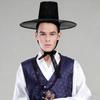 Stage Performance Hat Ming Dynasty Traditional Korean Flat Topper Hat Wide Brim UV Protection Black Halloween Cosplay Cap Men Costume Accessory