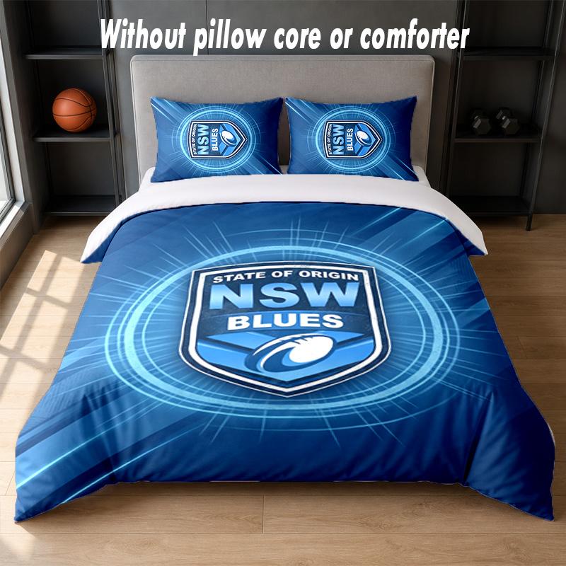 NSW Blues Design Bed Bedding Set 1 Duvet Cover + 2 Pillowcases Soft Breathable Household Bed Linens