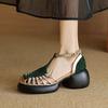 Удобные туфли-мюли на платформе, полые римские сандалии, женские, 2025, новый легкий дизайн, летние, с закрытым носком, на толстой подошве, на высоком каблуке