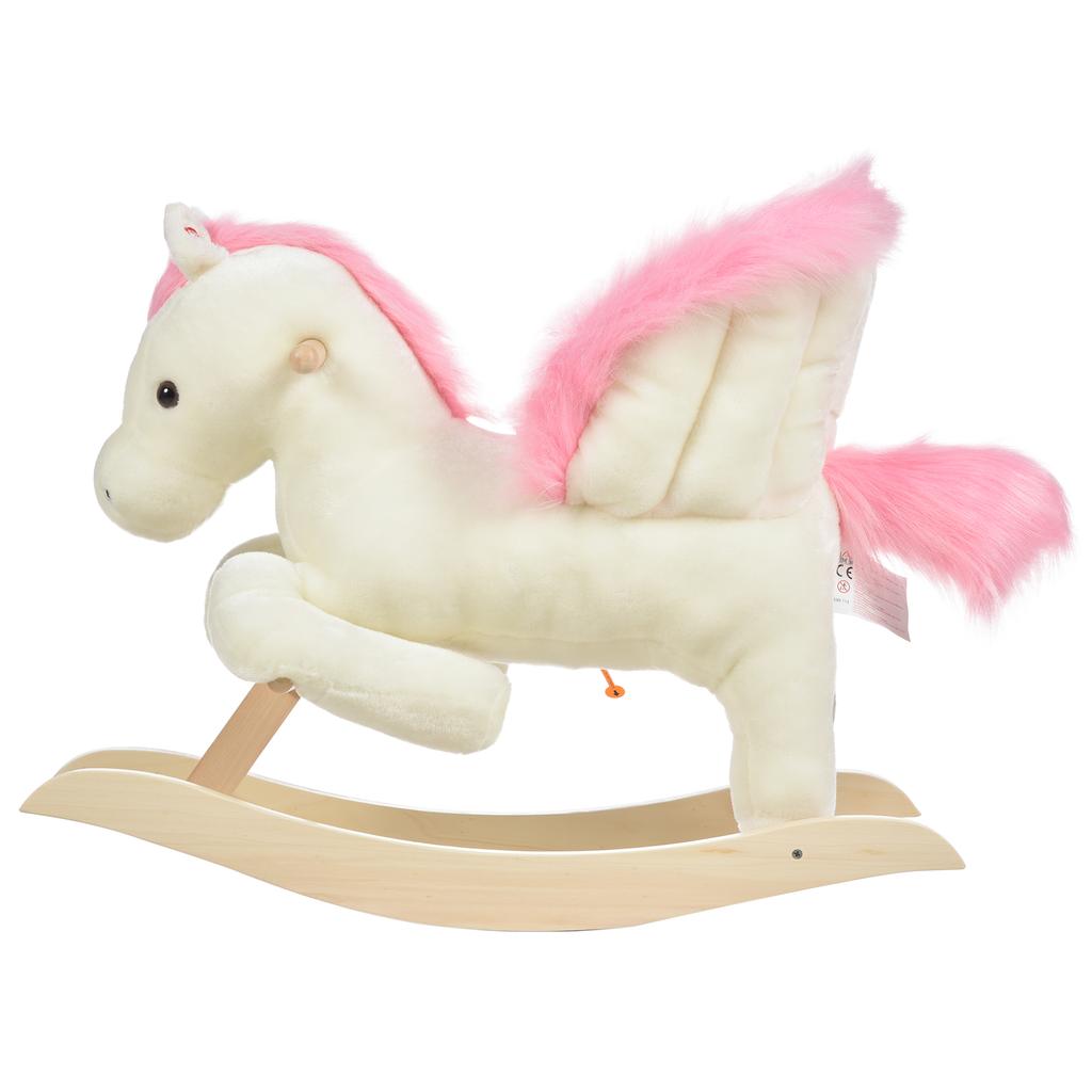 Rocking Horse Rocking Animal with Sound Effect, Grip Handles, Plush Baby Rocking Toy Rocking Seat for Toddlers 1.5-3 Months