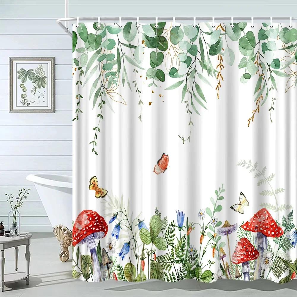 Hummingbird Floral Shower Curtain Watercolor Bird Flower Home Bathroom Decor Polyester Fabric Bathroom Curtain Set Hook Washab