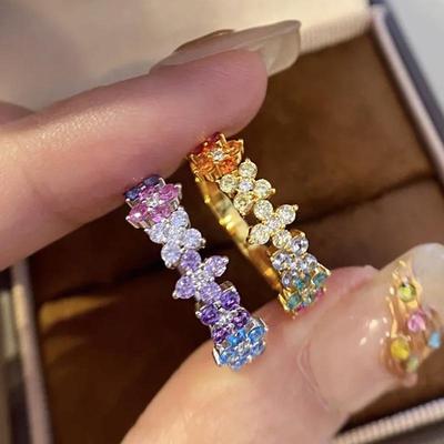 Кольцо из серебра 925 пробы Zhuozhifan с камуфляжным цветным бриллиантом дофамина - Модный стиль легкой роскоши