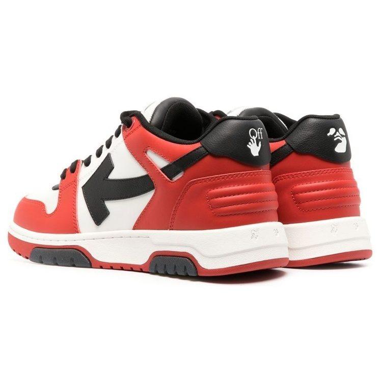 OFF WHITE Кожаные Низкие Стильные Скейтбордические Ботинки Мужские Бело-Красные OMIA189S23LEA0012510
