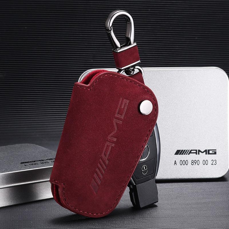 Car Logo Key Case Key Fob Cover Leather Shell Bag Wallet Keychains For Mercedes Benz AMG W204 W205 W212 W213 W222 x153 W176 W177 w3