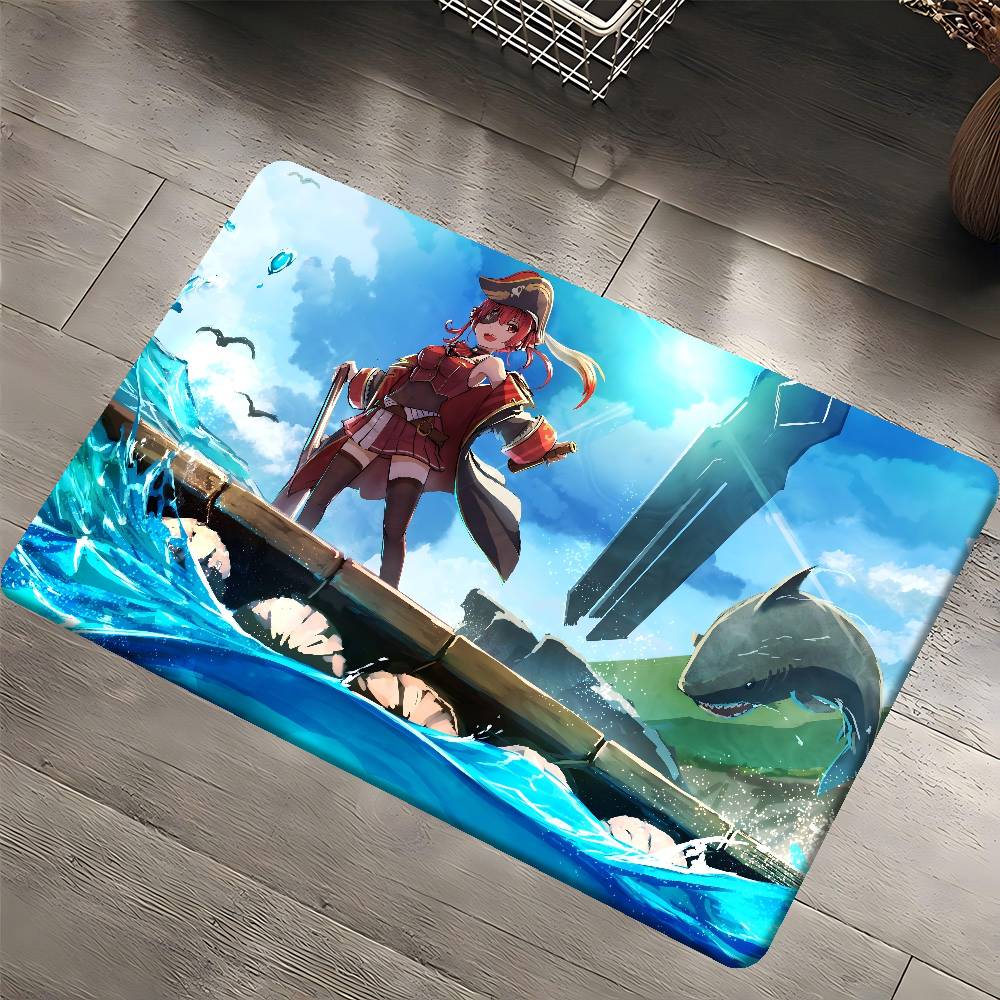Hololive Houshou Cartoon Room Mats Anti-slip Absorb Water Long Strip Cushion Bedroon Mat Household Carpets