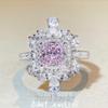 Ice Flower Full Diamond Pink Ring – Luxury S925 Sterling Silver for Women