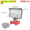 Wireless LED Work Light 4inch 34LED 5400LM  for Milwaukee Cordless M18 18V Battery