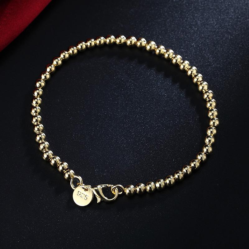 925 Серебряных Золотых Бусин Браслеты Цепи Для Женщин Модные Ювелирные Изделия