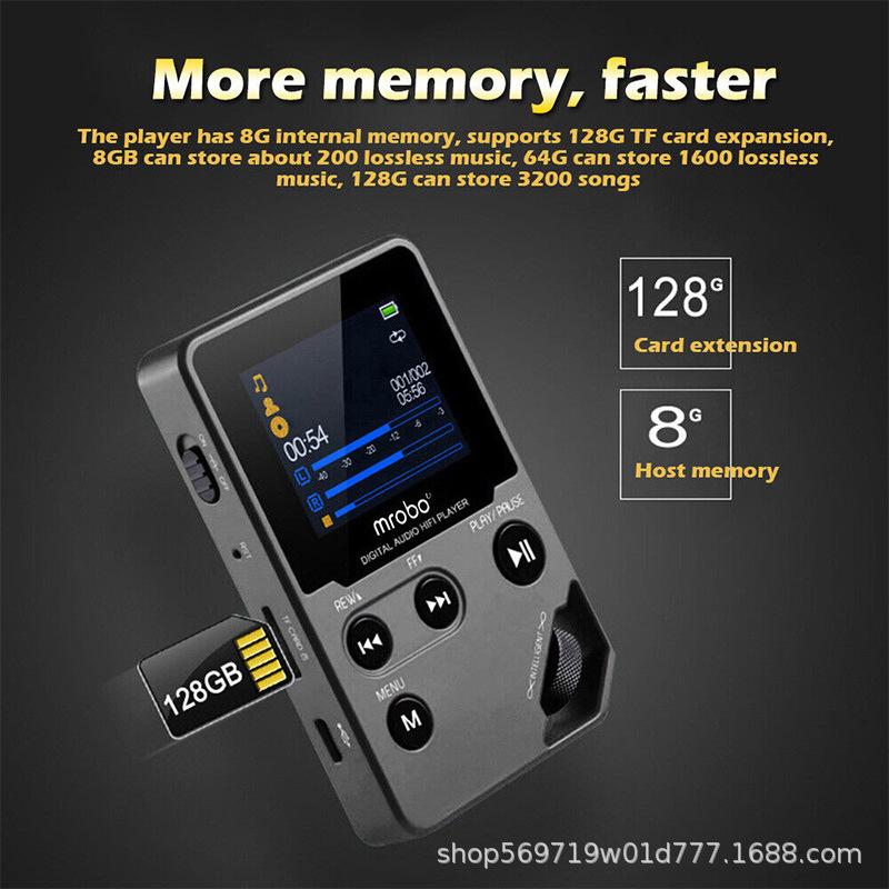 Без потерь HiFi Цифровой музыкальный плеер, Новый Bluetooth, Высокое качество, MP4, Серый, 8 ГБ