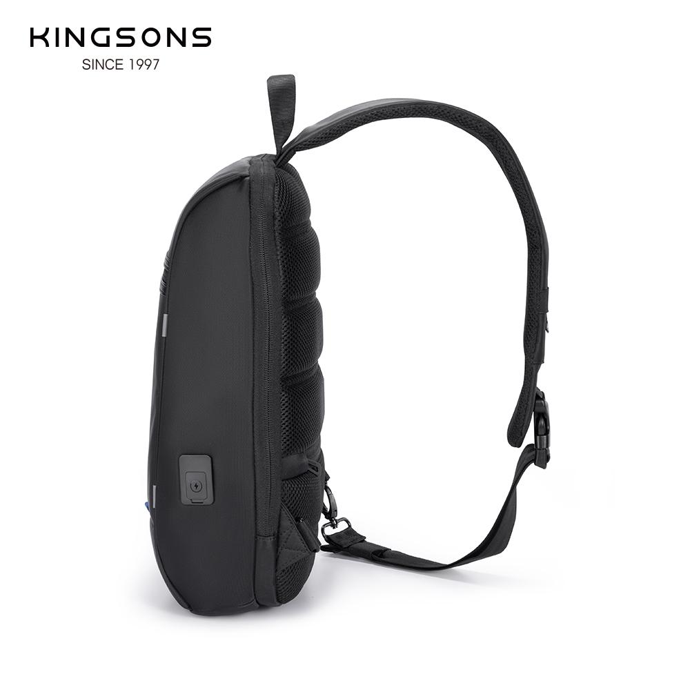 Kingsons Anti-theft Men Chest Bag 14 Inch Laptop Bag Single Shoulder Messenger Bag Waterproof Crossbody Bag With USB Charging Port&TSA Customs Lock
