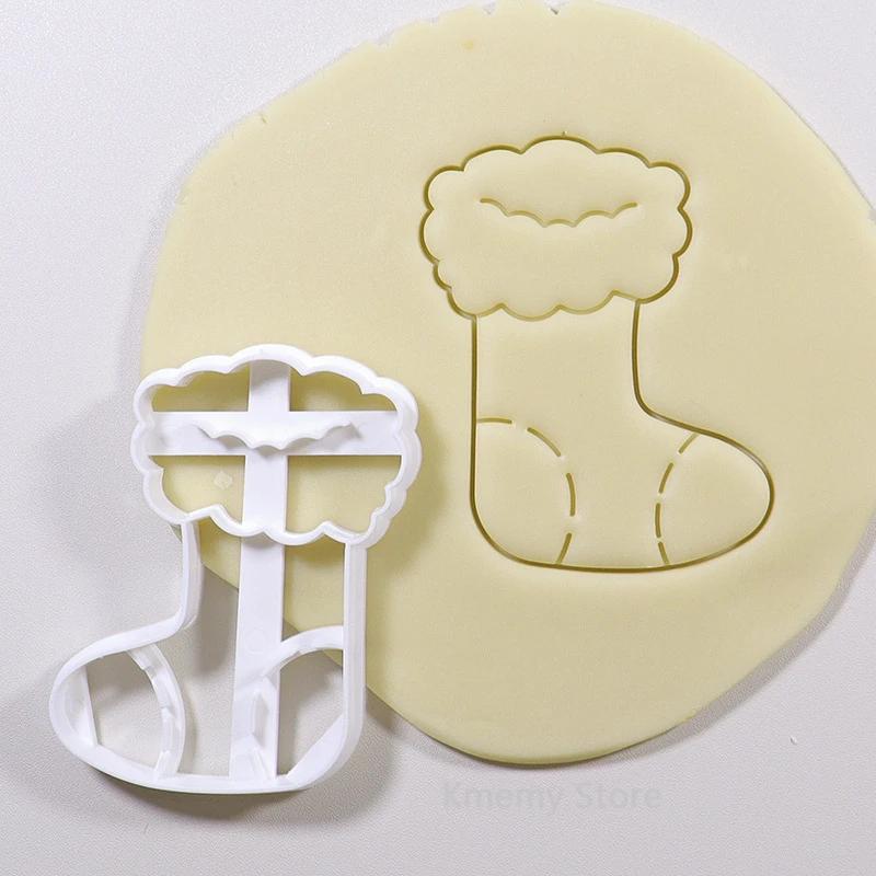 Merry Christmas Cookie Embosser Mold Cartoon 3D Santa Claus Snowman Crystal Ball Fondant Stamp Cake Decorating Tools for Baking