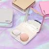 1Pcs Reflective Cover Contact Lens Case Set With Mirror Solid Color Portable Contact Lens Container Lovely Travel Kit Box
