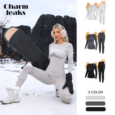 CHARMLEAKS Комплект термобелья для женщин Лонгслив и кальсоны Бесшовный Теплый Базовый слой для холодной погоды