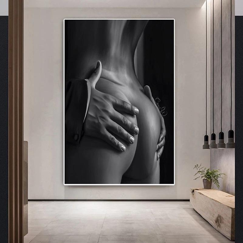 Black White Sexy Men and Women Couple Love Canvas Paintings Posters and Prints Wall Art Pictures for Living Room Home Decoration