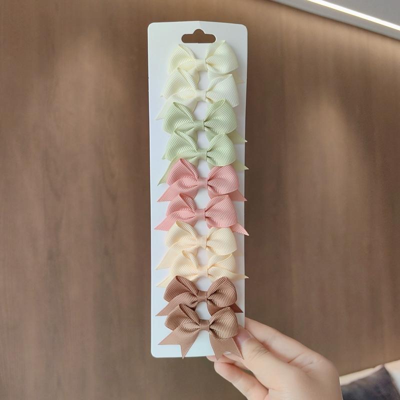 10 шт./набор Красочный бант из репсовой ленты Заколка для волос Девочки Милые Чир Бант-бабочка Заколка-автомат Головной убор Детские аксессуары для волос
