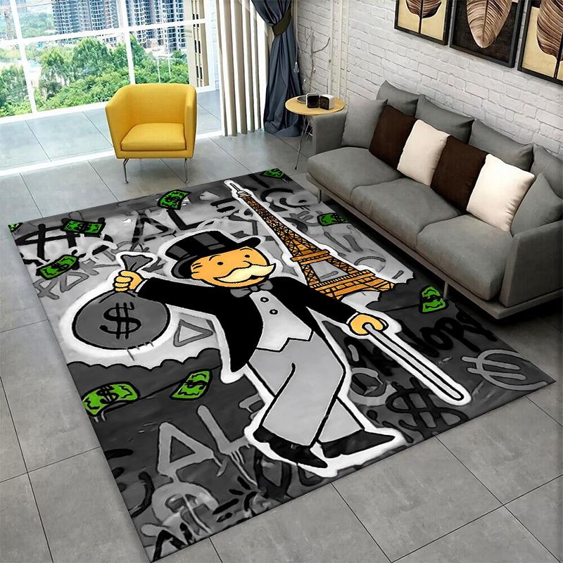 Monopoly Dollar Rich Game Cartoon Carpet Rug for Bedroom Living Room Sofa Playroom Doormat Home Decor,Kid play Area Rug Non-slip