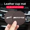 2pcs PU Leather Car Water Cup Coaster Pad Non-slip Mat For Mercedes Benz AMG W204 W205 W203 W211 W212 W213 W201 W210 W124
