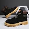 First Layer Pigskin Rhubarb Boots Men's Boots Genuine Leather British Trend Tooling Boots Autumn and Winter High-top Shoes Short Martin Boots