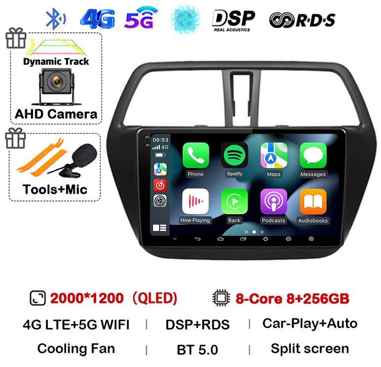 Android 14 Carplay WIFI 4G для Suzuki S-Cross SX4 2014 2015 2016 2017 Автомагнитола GPS Мультимедийный Плеер Стерео Головное Устройство DSP