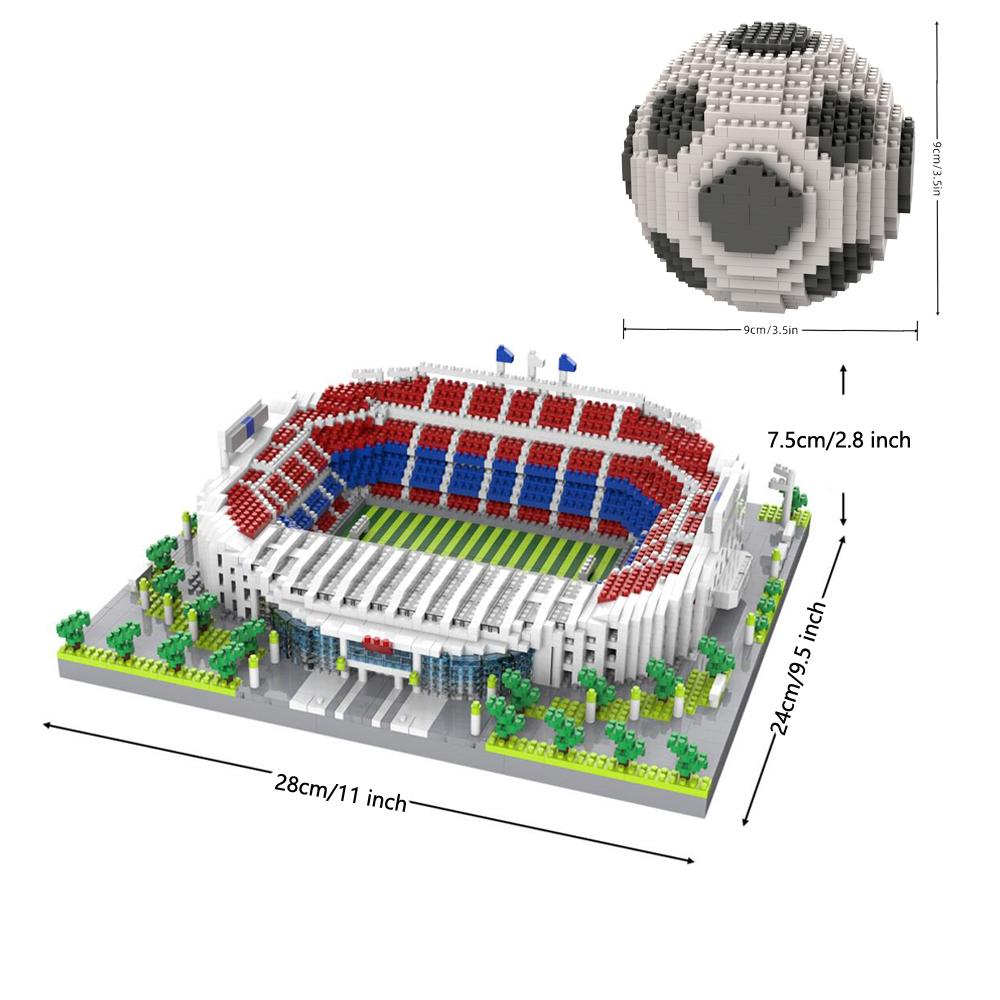 Knew Built Madrid Soccer Stadium with Soccer Ball Micro Blocks Building Toys Experience the Joy of Footballive Good Deco Gift