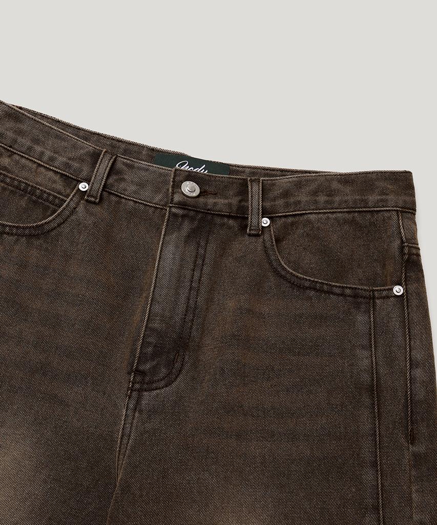 NODU Side Cut Washed Bermuda Shorts [Brown]