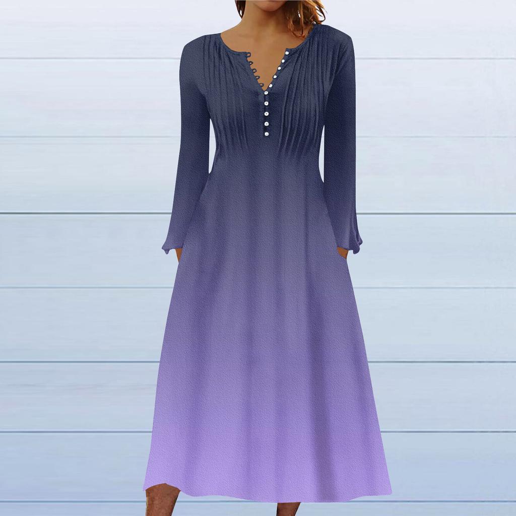Модное женское повседневное модное однотонное платье с карманами и v-образным вырезом, пуловер с длинными рукавами