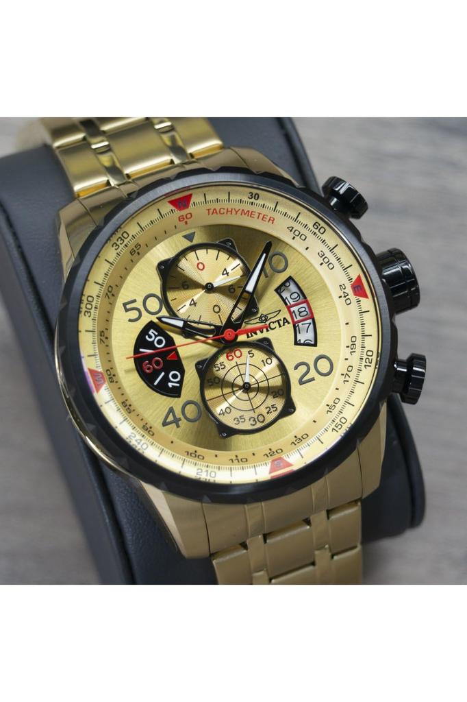 Invicta Aviator 17205 Золотые кварцевые мужские часы 48 мм