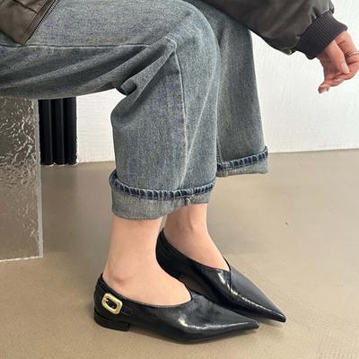 Модные новые женские туфли-лодочки с острым носком, на высоком каблуке, на маленьком каблучке, формальные туфли, кофейного цвета, для офисной работы, с металлической пряжкой, женская обувь