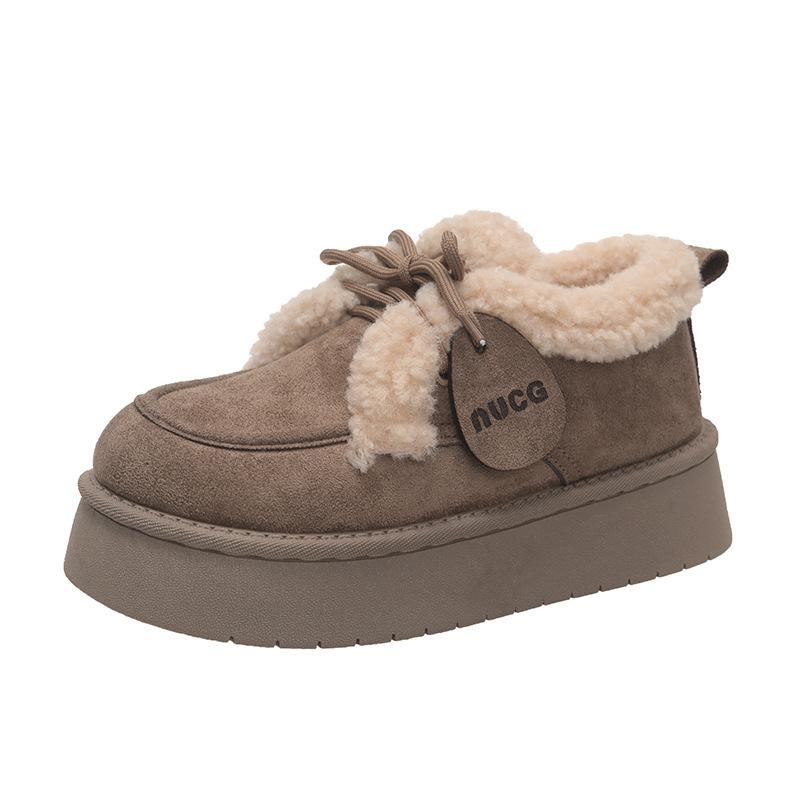 Замшевые Женские Меховые Зимние Теплые Лоферы Обувь Дизайнерские Короткие Плюшевые Хлопковые Ботинки Платформа Мода Комфорт