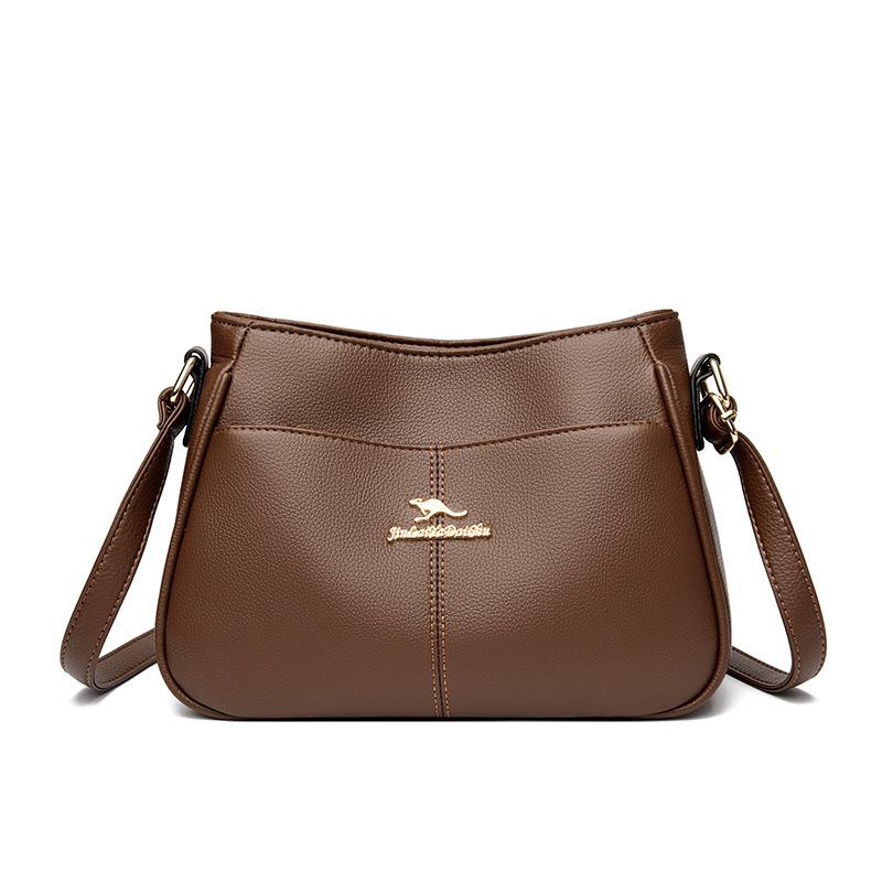 Элегантная Простая и Классическая Мягкая Кожаная Текстура Большая Вместимость Универсальная для Поездок Повседневная Сумка через Плечо