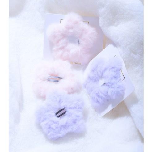 Fluffy Star Snap Hair Clips Soft Plush Hair Barrettes for Kids 6cm 4 Pcs Set