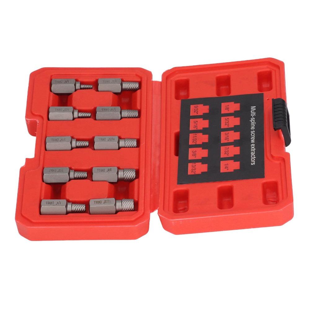 10pcs Multi Spline Broken Screw Removal Tool Bolt Extraction Tool For Stripped Screws