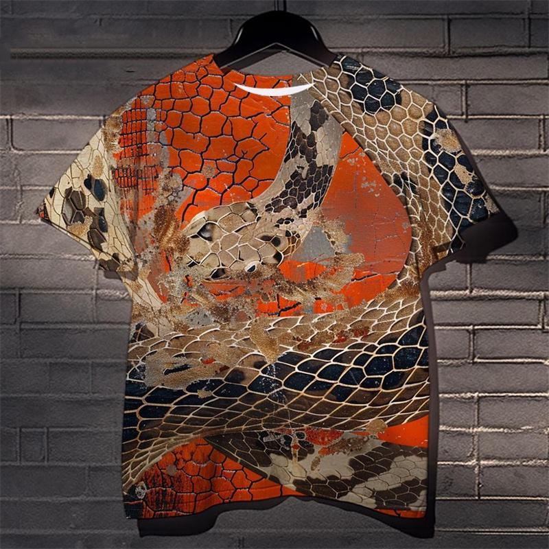 Размер XXS-6XL Узор из кожи животного с 3D-принтом Повседневная уличная футболка с забавным коротким рукавом для мужчин и женщин Футболка большого размера, топы