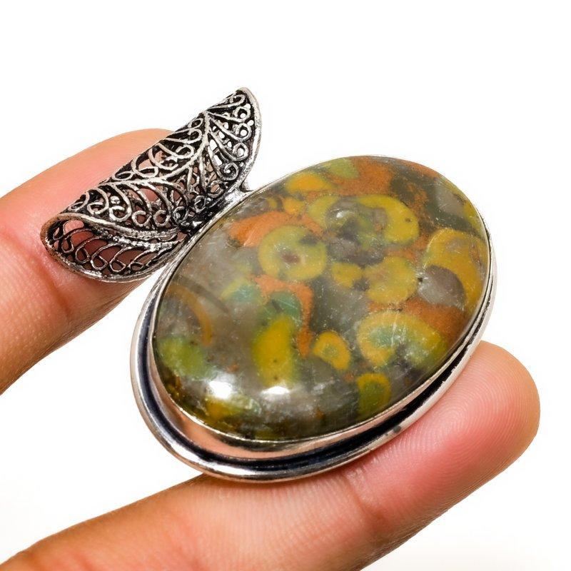 Ювелирный кулон ручной работы из бамбуковой яшмы с серебряным покрытием 925 пробы 1,51 дюйма