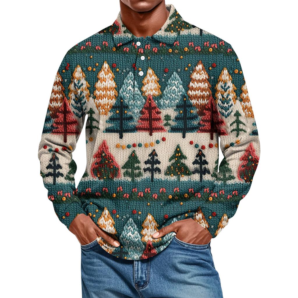 Men's Casual Style Solid Color Loose Shirt Long-sleeved Top