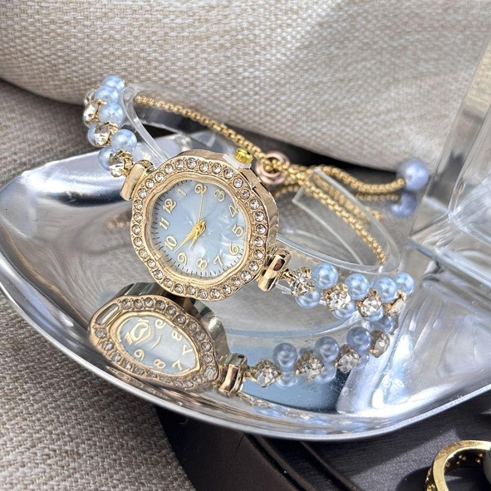 Diamond-Encrusted Case Ladies Quartz Watch Adjustable Strap Chain Watch Women Girls
